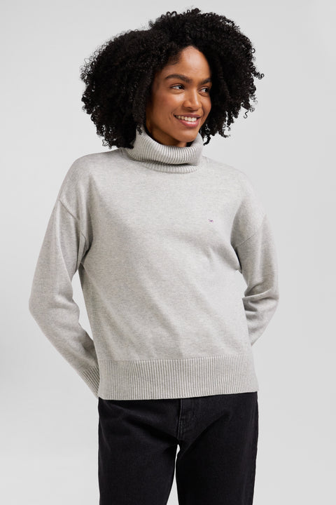 Relaxed light grey wool and cotton turtleneck jumper - Image 3