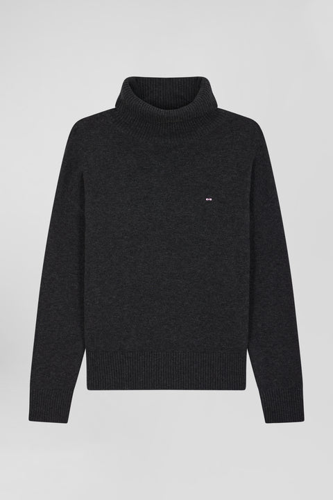 Relaxed mottled grey wool and cotton turtleneck jumper - Image 1