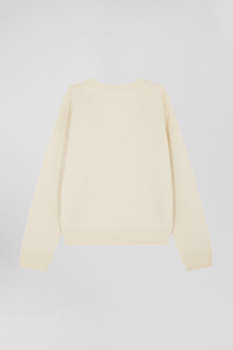 Off-white wool and cashmere V-neck sweater Relaxed cut - Image 2