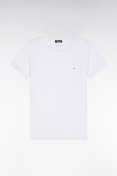 Round-neck T-shirt in lightweight white Pima cotton jersey, straight cut - Image 2