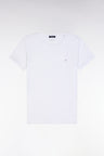 Round-neck T-shirt in lightweight white Pima cotton jersey, straight cut