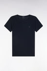 Round-neck T-shirt in lightweight navy Pima cotton jersey, straight cut