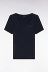 Pima cotton t-shirt chopped navy cut adjusted