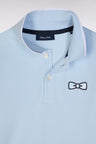 Straight-fit short-sleeved polo shirt in sky blue cotton