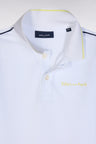 Straight-fit short-sleeved polo shirt in white cotton with yellow logo