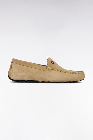 Brown suede leather loafers