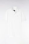 Straight-fit short-sleeved polo shirt in white Pima cotton