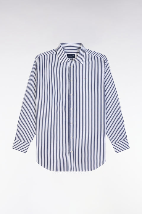 Relax-fit sky blue cotton shirt with stick stripes - Image 2