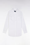 Oversized white linen shirt with patch pockets