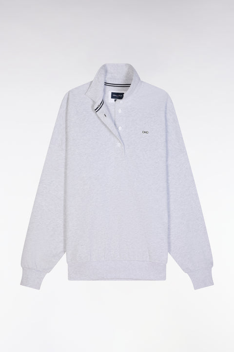 Oversized grey cotton shirt with a rugby shirt collar - Image 2