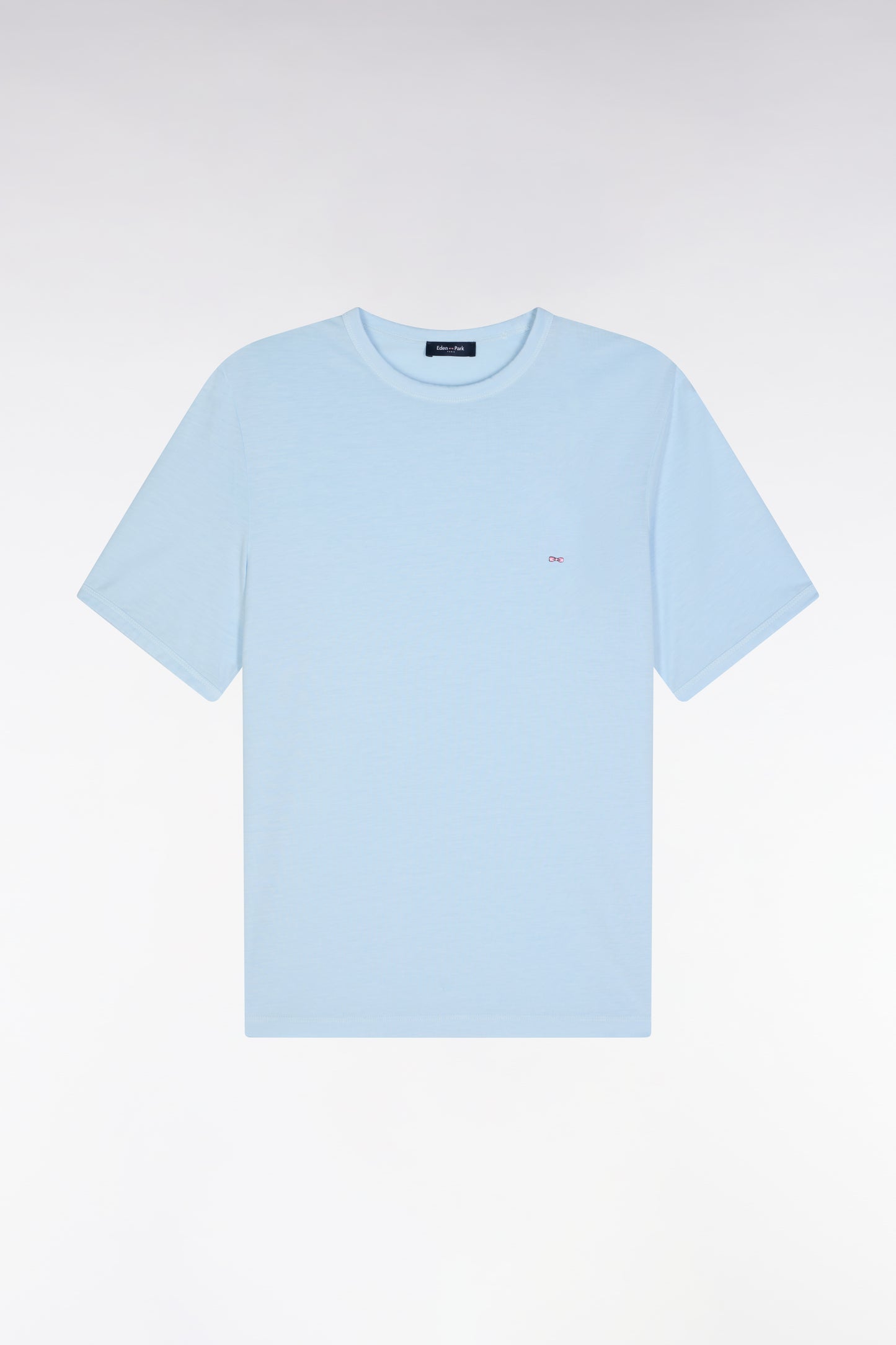Straight-fit sky blue T-shirt in lyocell and cotton blend