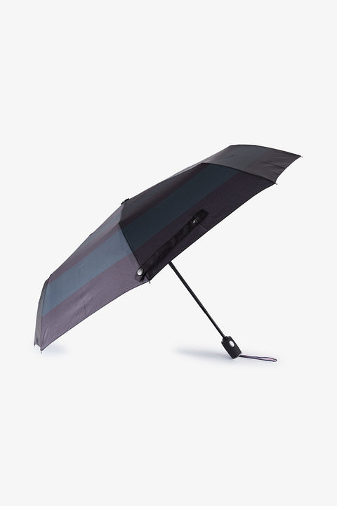 Navy folding umbrella with stripes - Image 1
