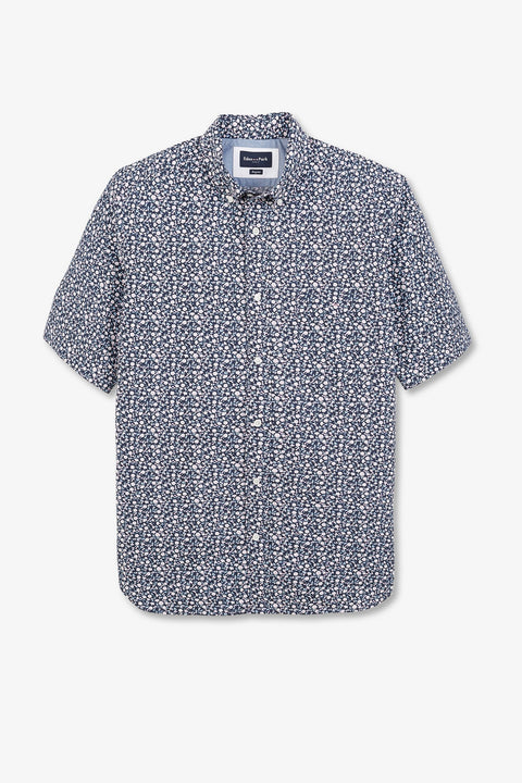 Navy blue shirt with exclusive floral print - Image 2