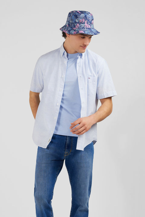 Blue striped shirt in cotton dobby - Image 3