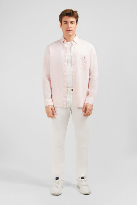 Plain pink linen shirt - Image 1