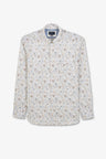 Ecru poplin shirt with foliage print