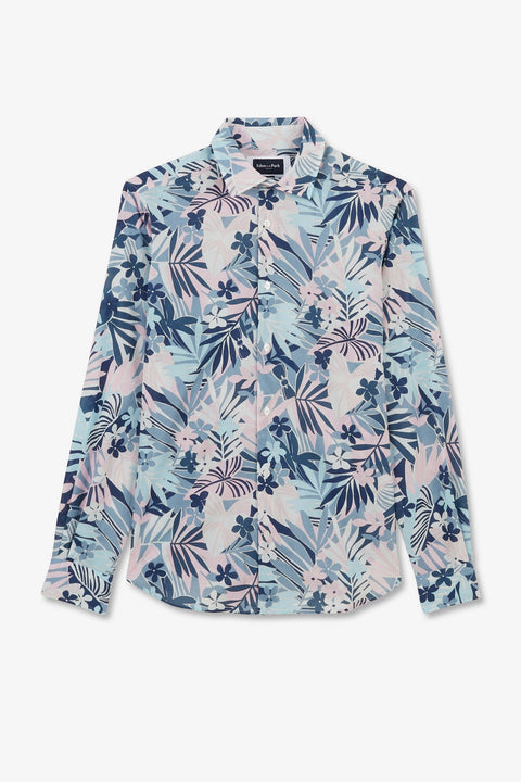 Cotton voile shirt with tropical print - Image 2