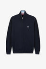 Navy cotton zipped jumper cardigan with tri-colour emblem