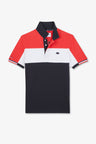 Red colour-block polo shirt in cotton pique with XV de France embroidery