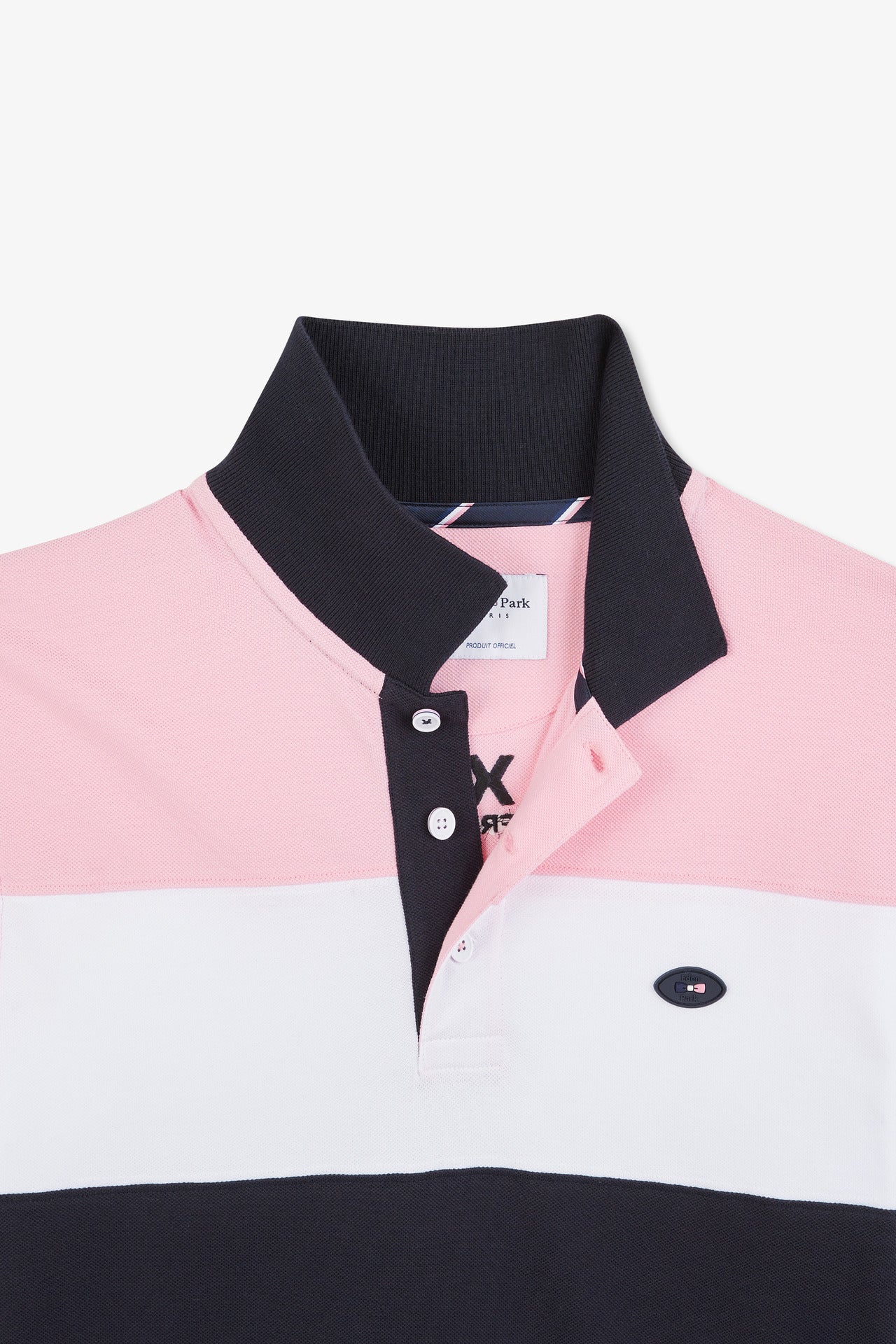 Pink colour-block polo shirt in cotton pique with XV de France embroidery