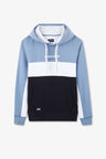 Blue colour-block hooded sweatshirt