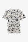 White short-sleeved T-shirt with leaf print