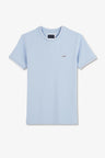 Plain blue short-sleeved T-shirt in stretch cotton