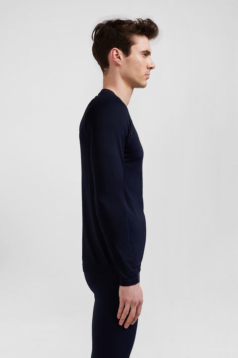 Navy blue long-sleeved sports T-shirt with striped details - Image 3