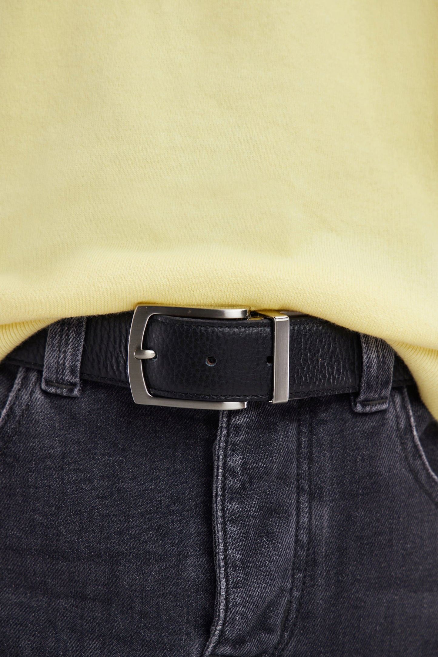 Reversible black and brown smooth leather belt