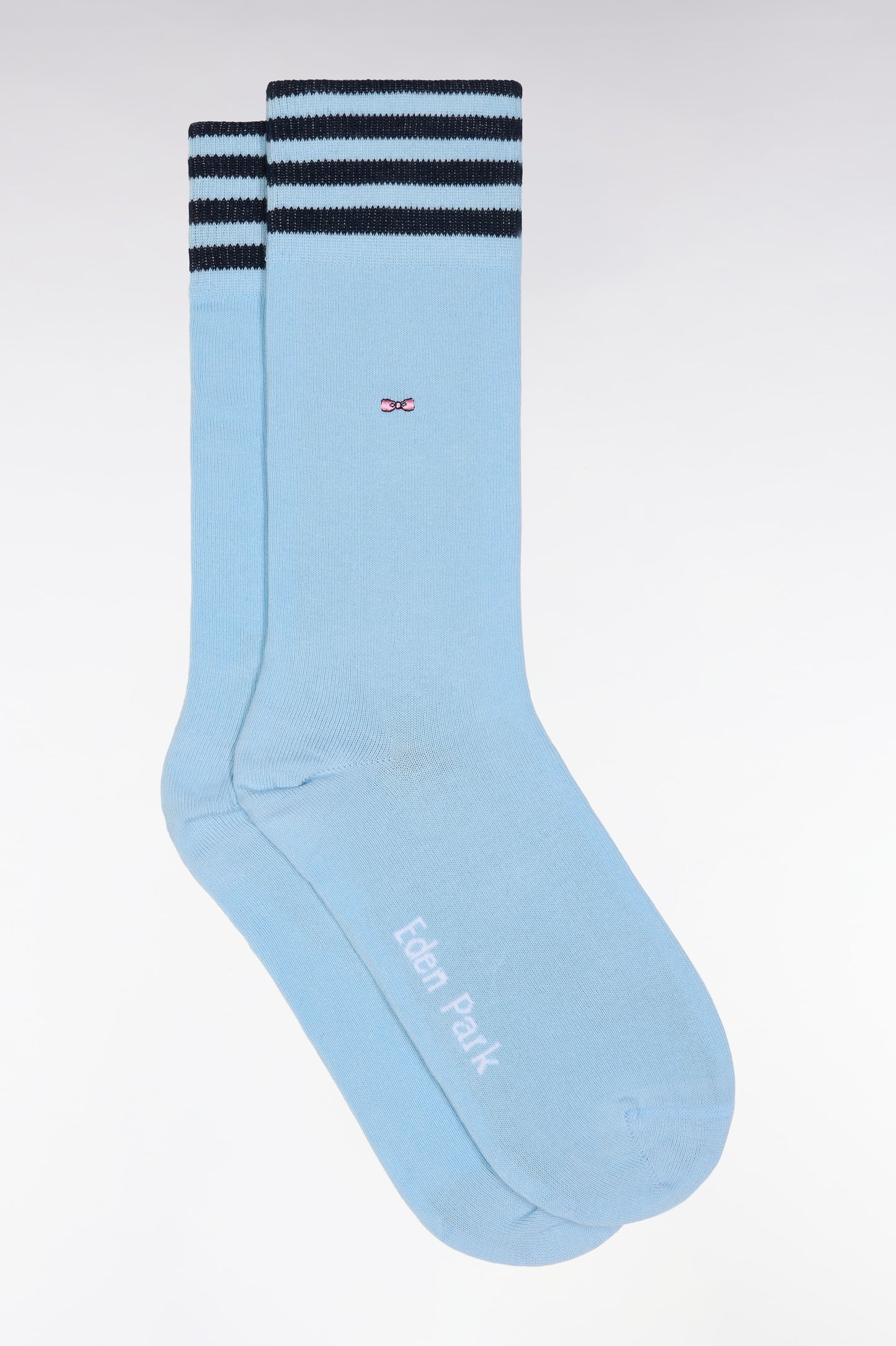 Dark blue stretch cotton-blend socks with full-rim trim