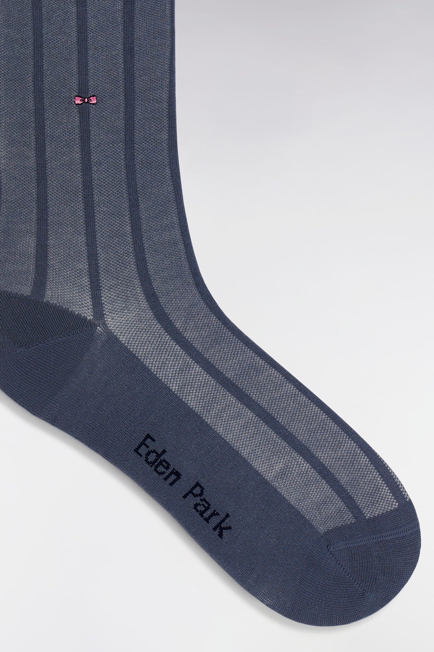 Stretch cotton blend socks with grey vertical stripes