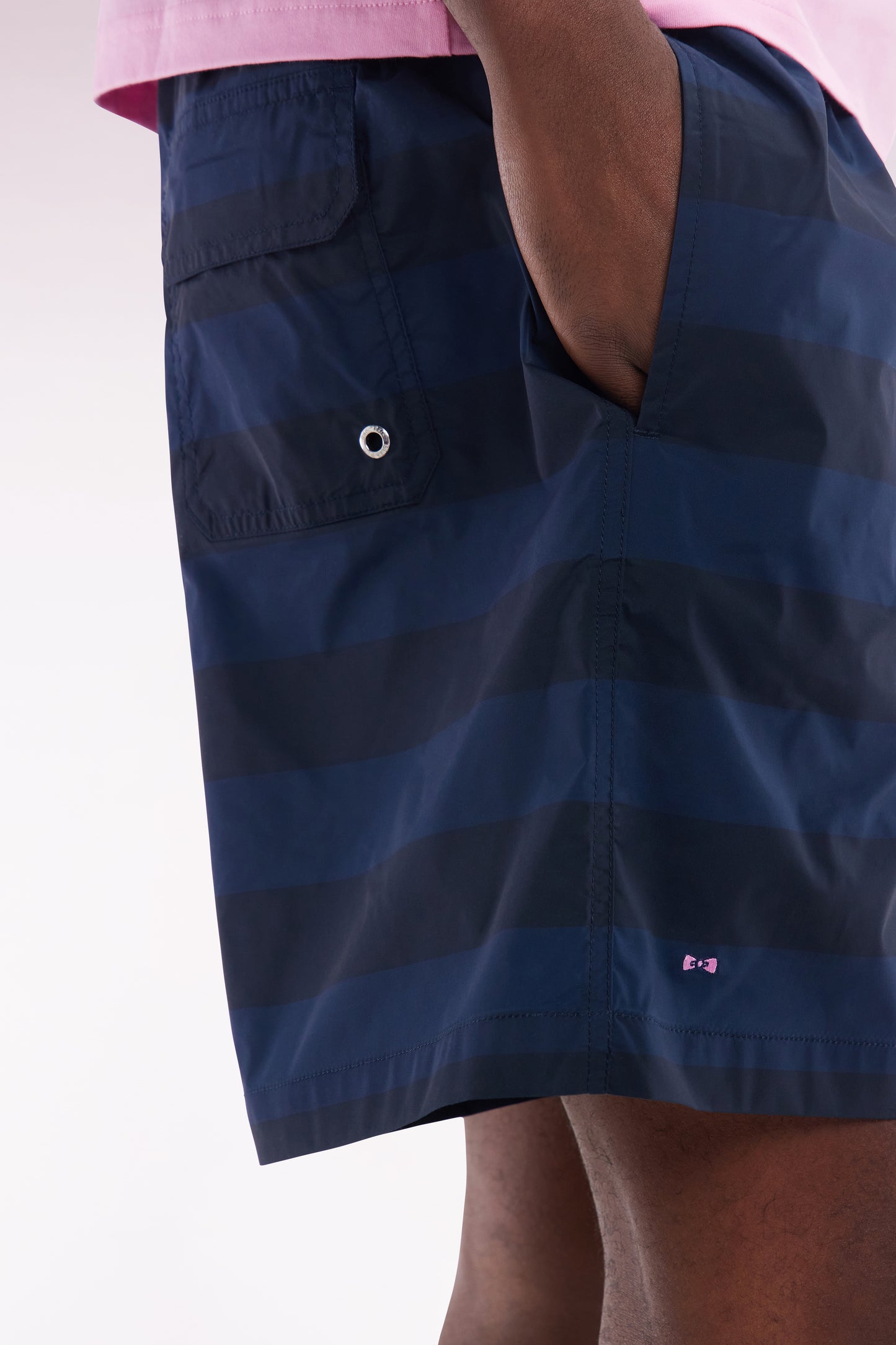 Navy blue striped swimsuit