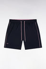 Navy swimsuit with pink piping