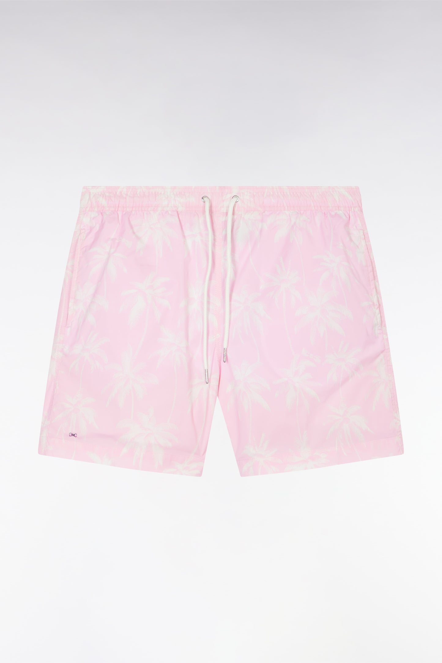 Pink swimsuit with palm tree print