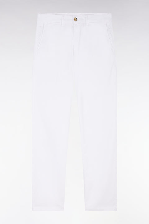 White straight-cut stretch cotton pleat-free chinos - Image 2