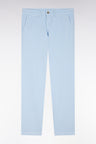 Straight-cut light grey stretch cotton and linen pleat-free chinos