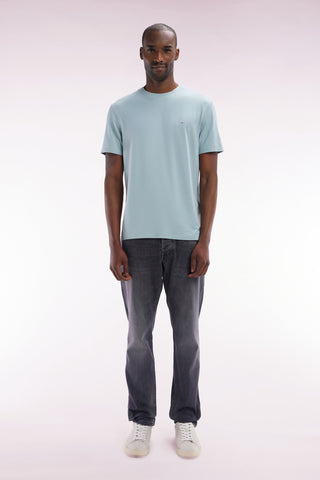 Straight cut dark grey stretch denim 5-pocket jeans