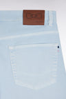Straight-cut sky blue stretch denim 5-pocket jeans