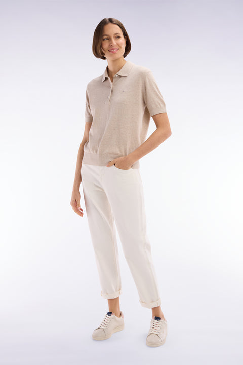 Comfort cut beige stretch denim 5-pocket jeans - Image 1