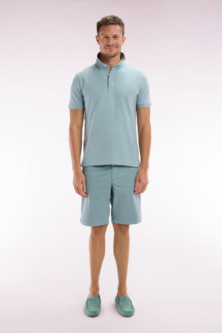 Medium grey straight-cut stretch cotton chino Bermuda shorts