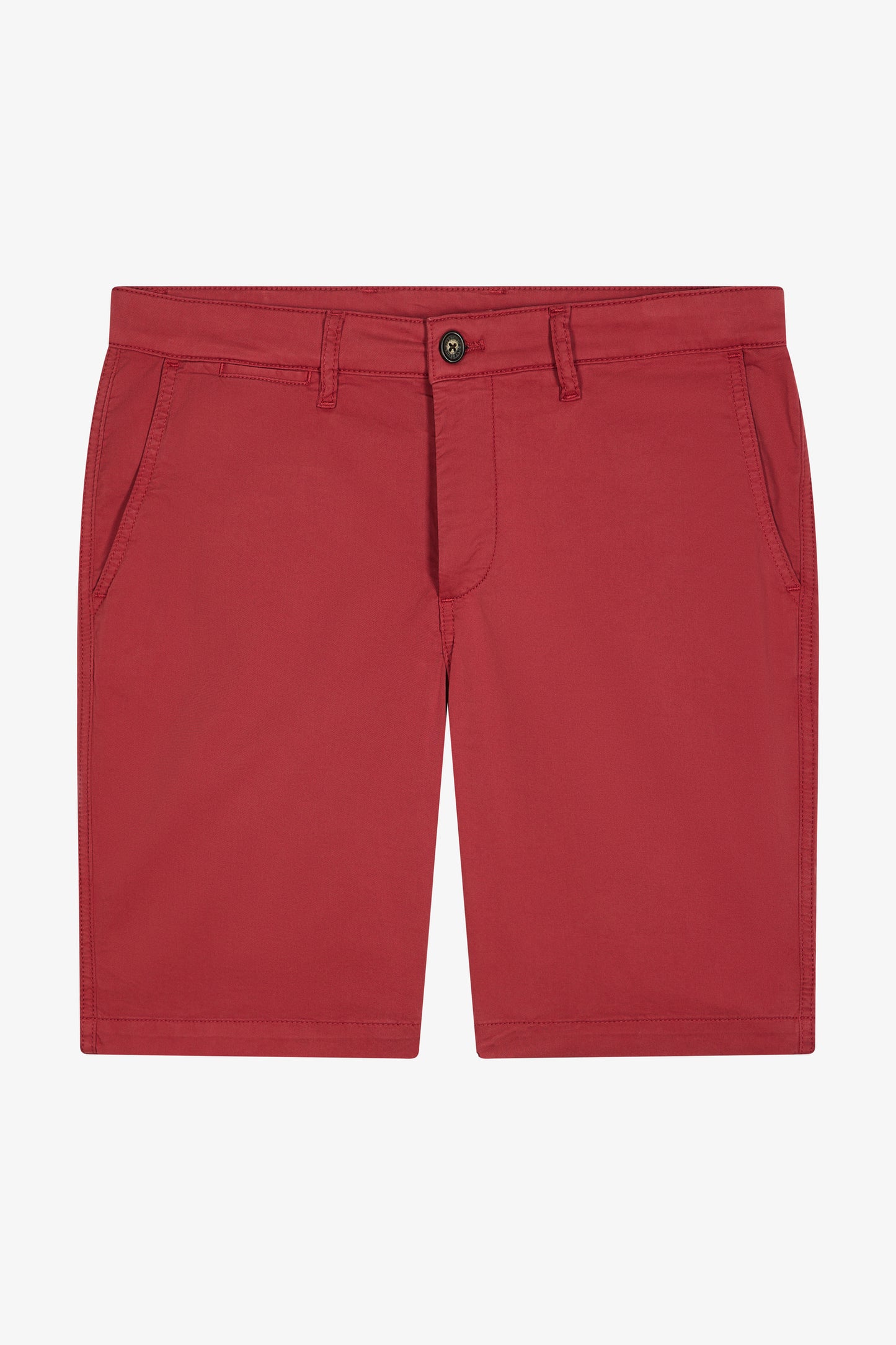 Red straight-cut stretch cotton chino Bermuda shorts