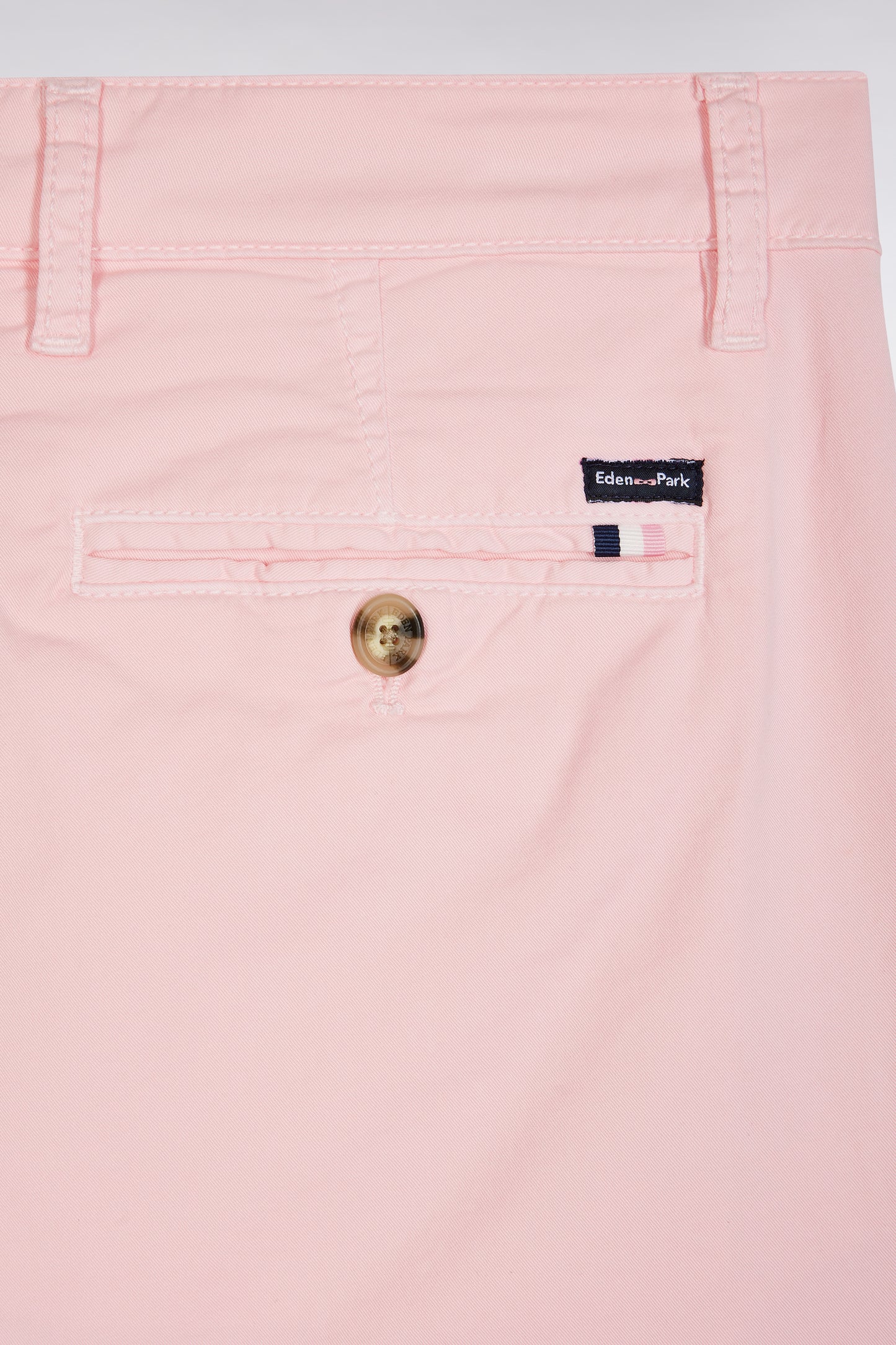 Elasticated waistband pink Bermuda shorts in lyocell and stretch cotton