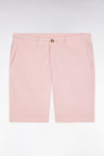 Elasticated waistband pink Bermuda shorts in lyocell and stretch cotton