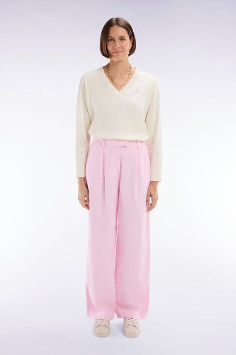 Relaxed fit pink stretch cotton trousers - Image 3