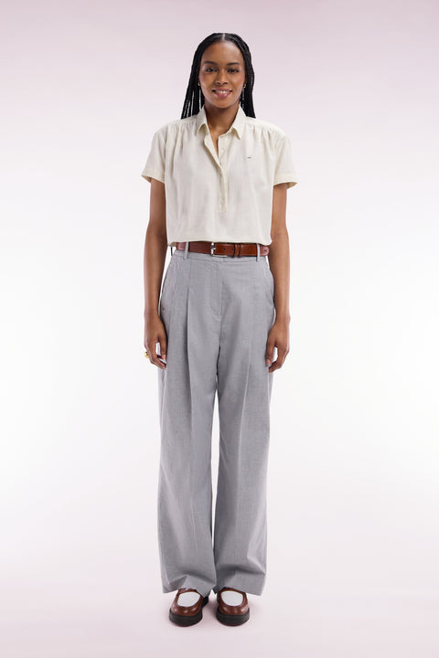 Oversized wide-leg trousers in grey stretch cotton - Image 3