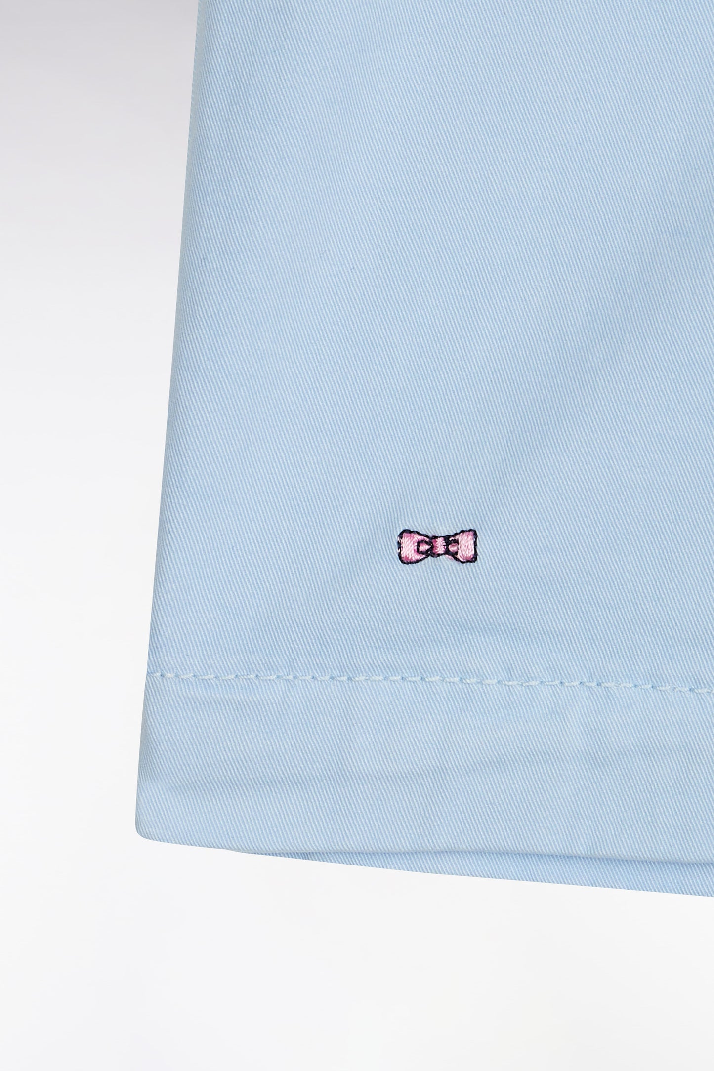 Elastic waist shorts in plain sky blue stretch cotton