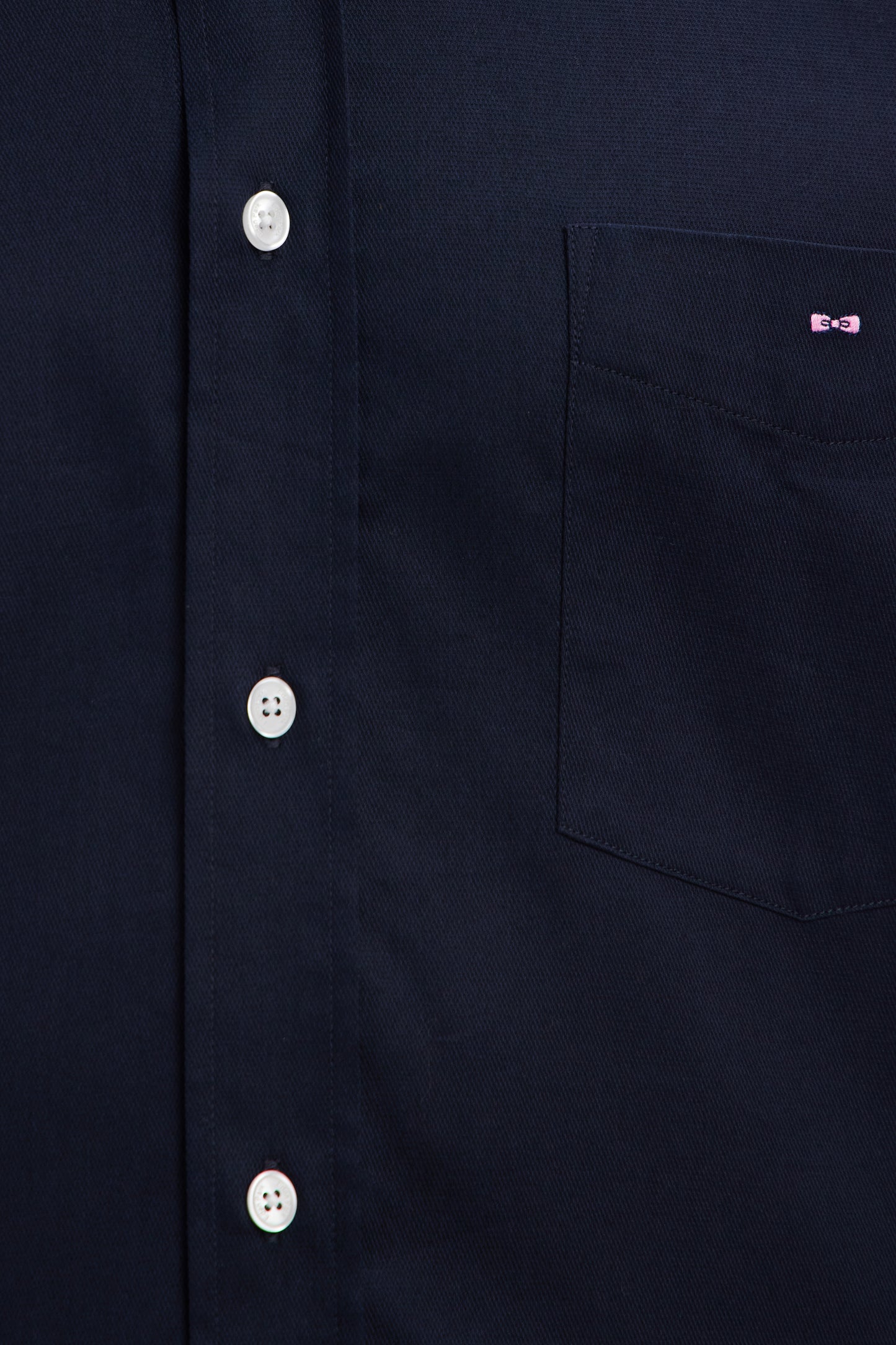 Straight navy cotton short-sleeved shirt