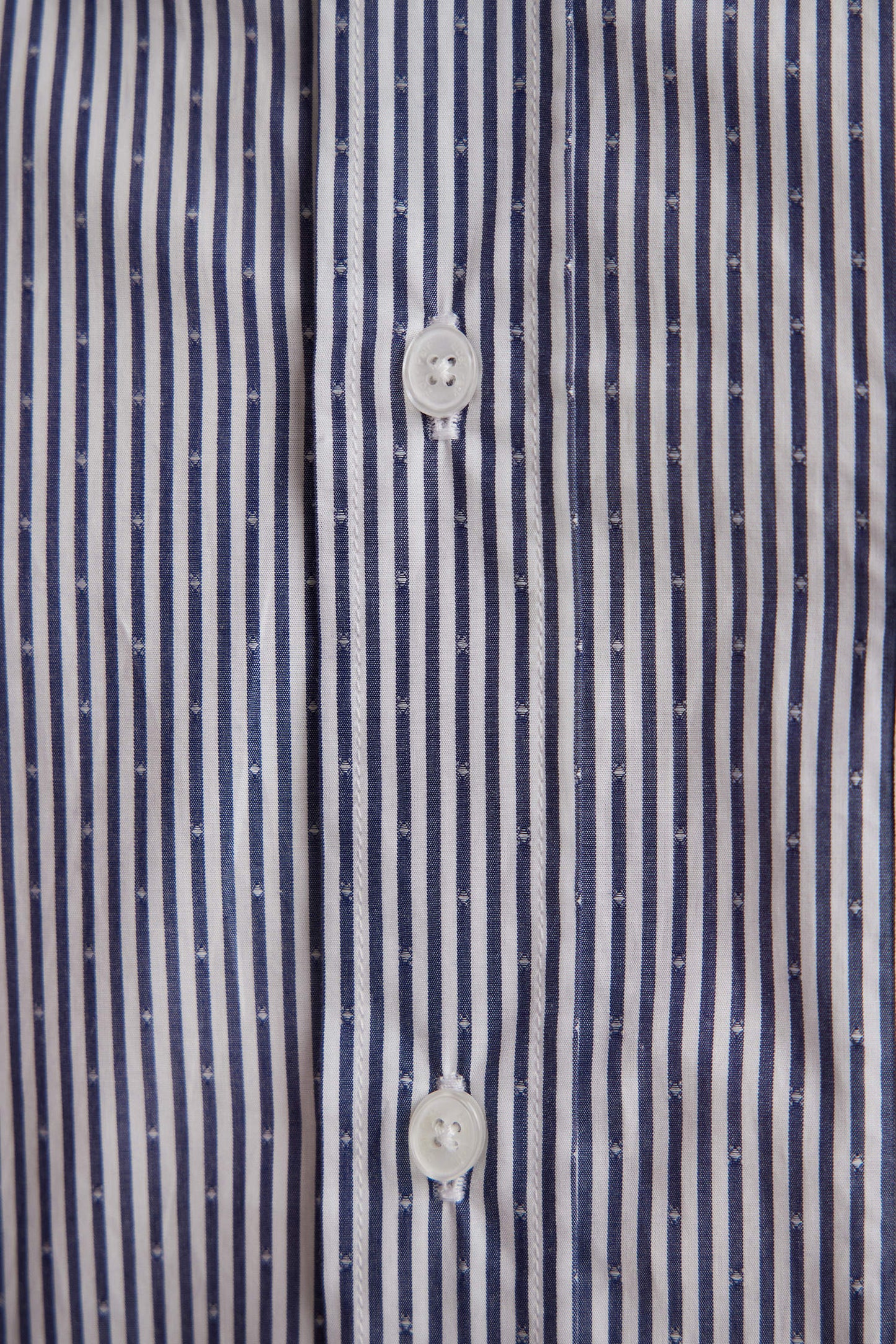 Straight short-sleeved shirt in dark blue striped jacquard