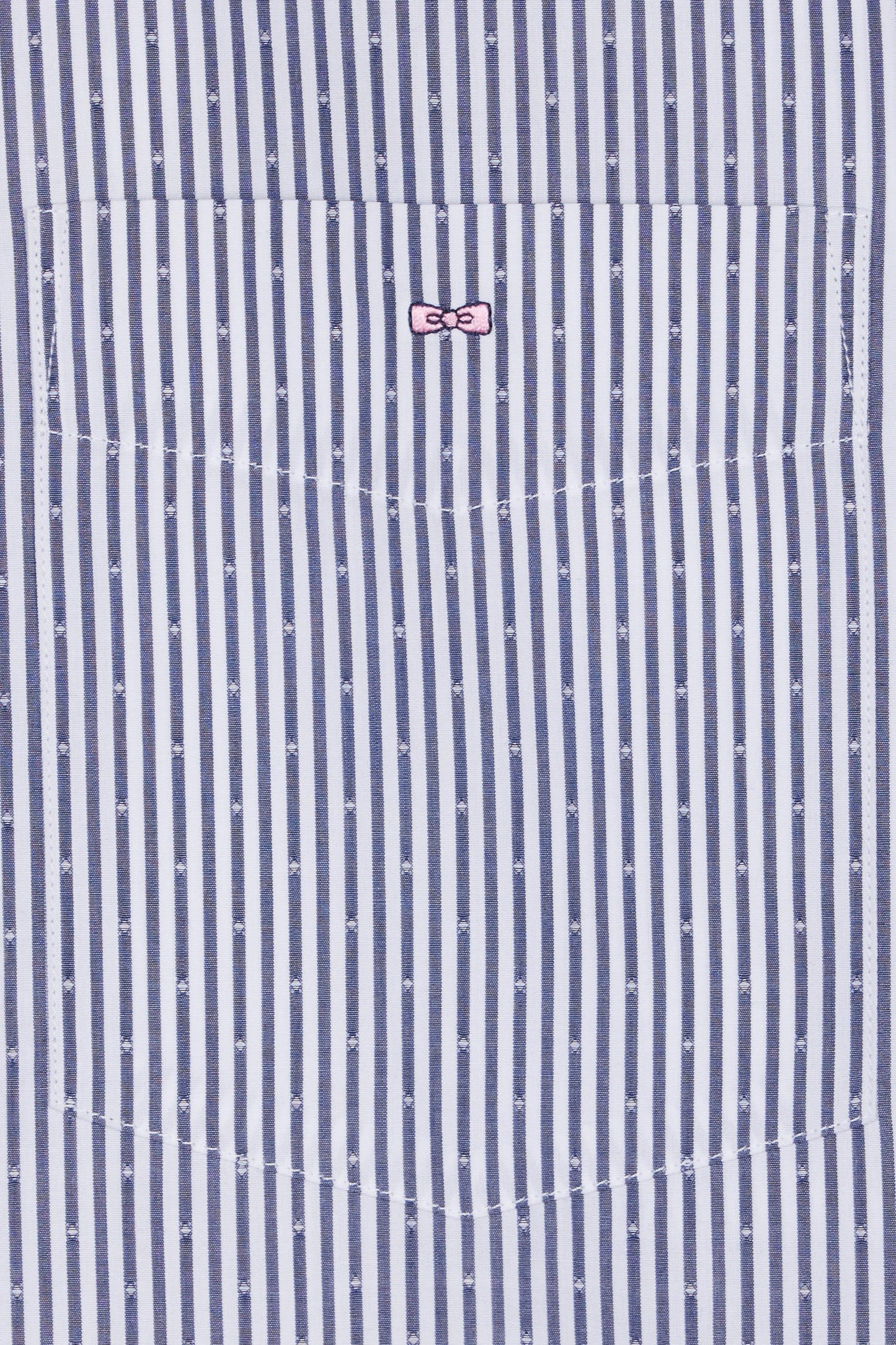 Straight short-sleeved shirt in dark blue striped jacquard
