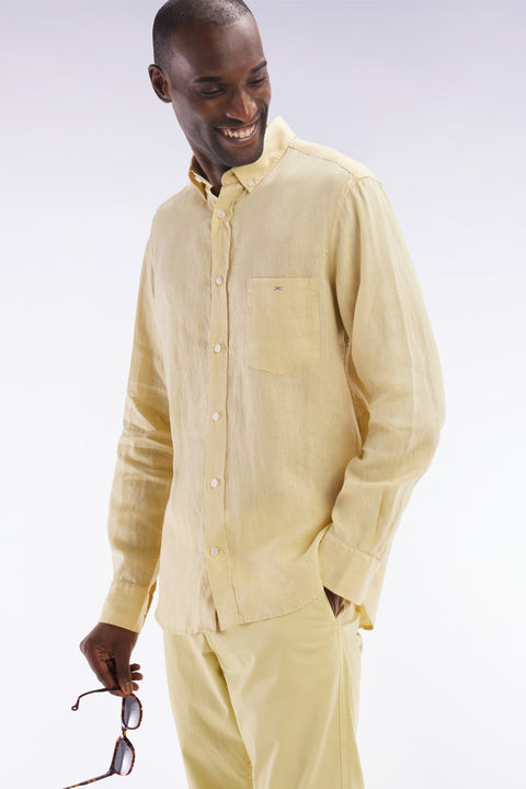 Straight-fit ivory linen shirt - Image 3
